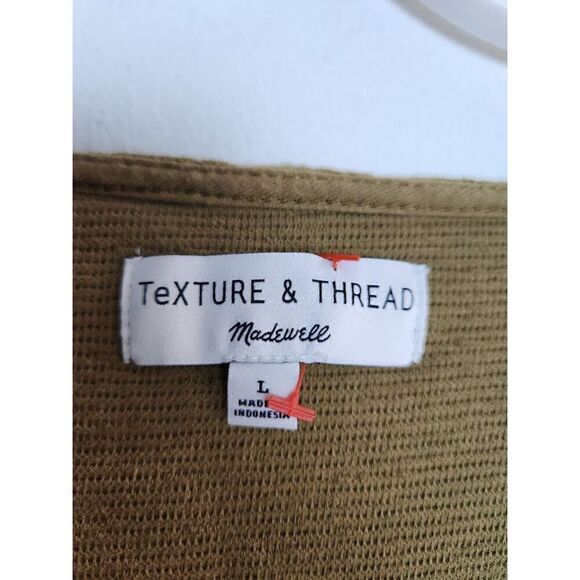 Madewell Texture & Thread Olive Green 100% Cotton Tie Front Top size Large - Picture 6 of 9